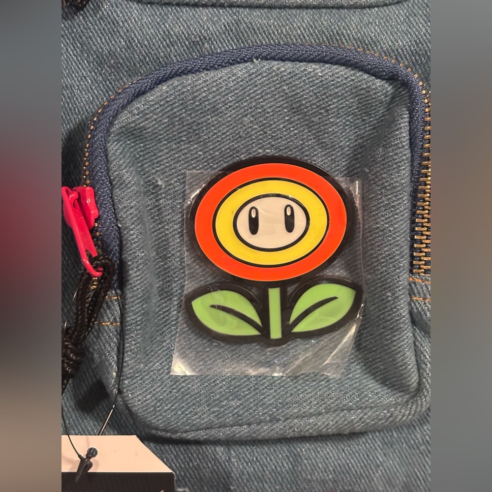 Nintendo Super Mario Bros. Icons Denim Multi-Pocket Backpack NWT - Picture 7 of 11